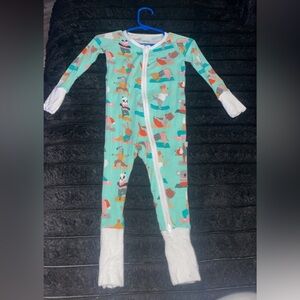 Little Sleepies Aqua Animal Print Pajama Set